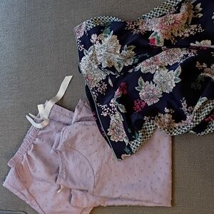 Soma Silky Pajama Pants + Amazon Light Purple Swiss Dot Pajama Set